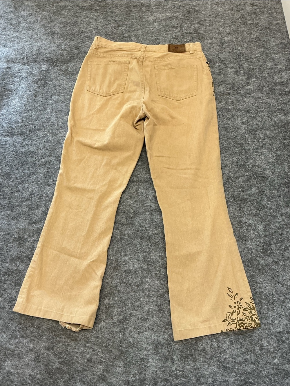 Ralph Lauren Tan Flare Jeans with Brown Floral Details Size 10 - Picture 4 of 4